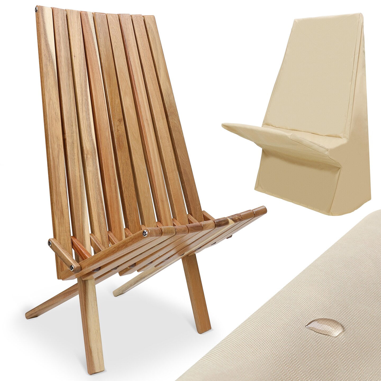 Creekview Home Emporium Patio Lounge Chair - 1 Pack 250lb Max Folding Wood Chair