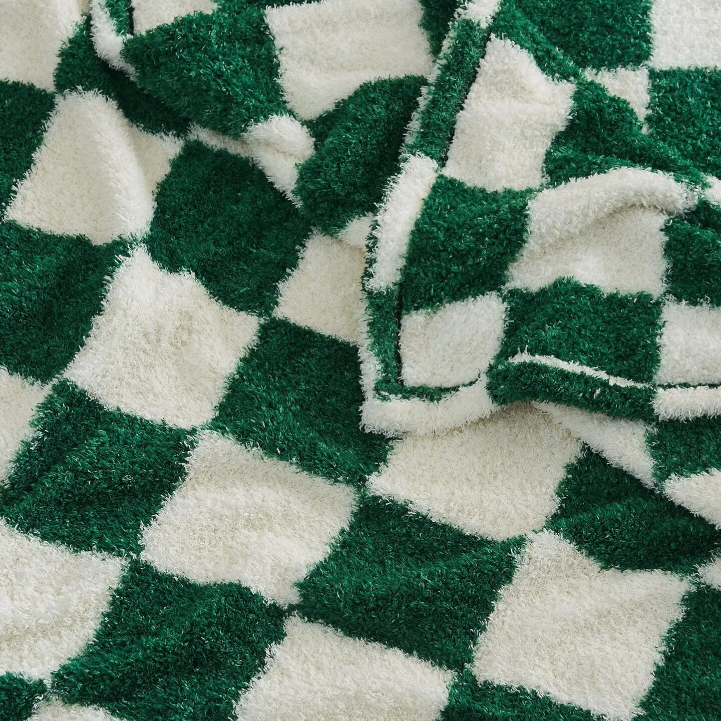 Christmas Blanket, Checkered Blanket Microfiber Super Soft Knit Forest Green Throw Blanket for Couch, Sofa, Chair, Bed, Camping, Lightweight Travel Bed Blanket - 60&#x22;*80&#x22;