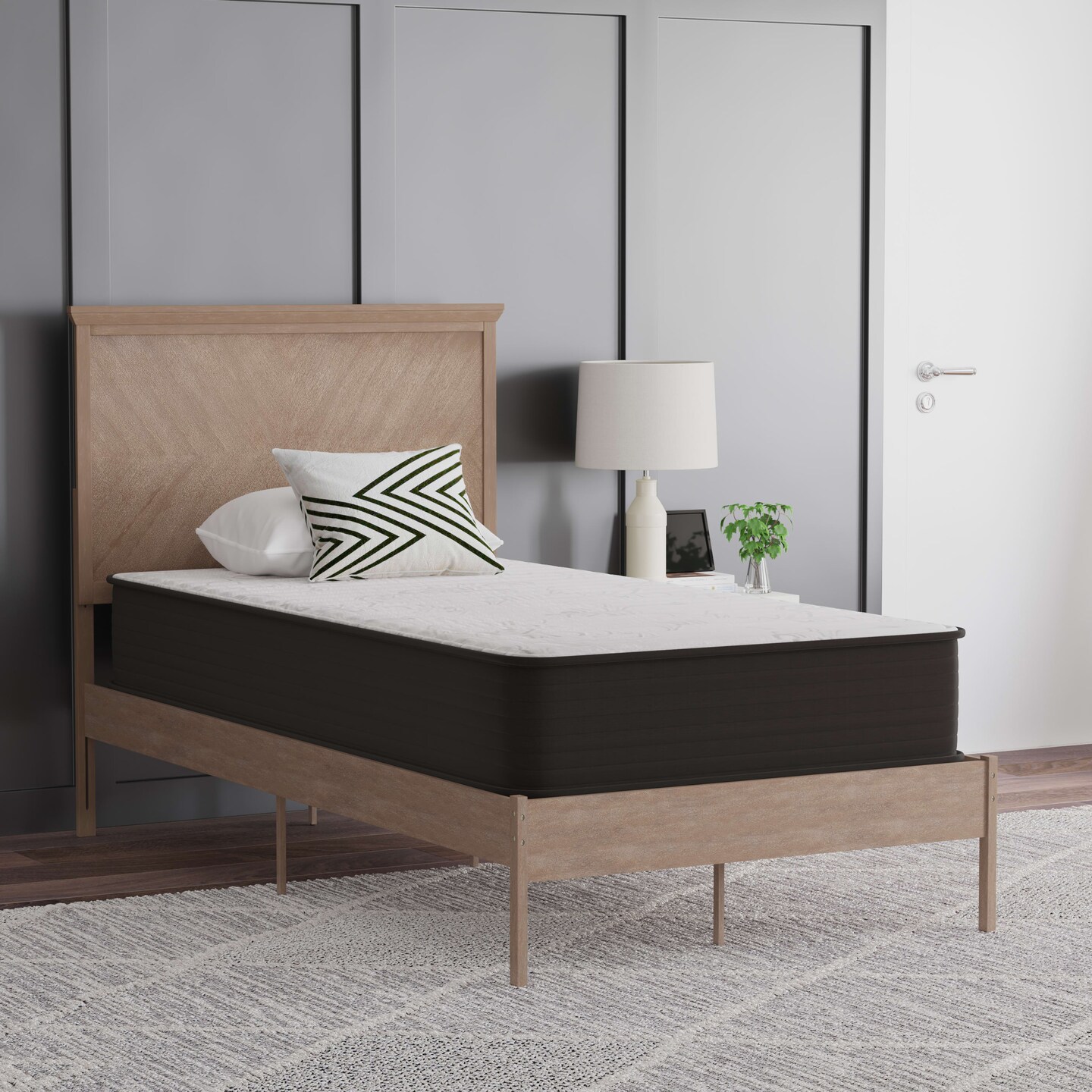 Emma and Oliver Drift 10 Inch Hybrid Mattress, High Density Foam and Pocket Spring Mattress in a Box, CertiPur-US Certified Foam