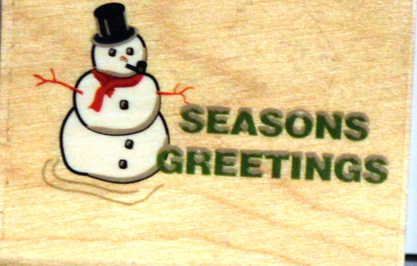 Christmas Season&#x27;s Greetings Wood Rubber Stamp