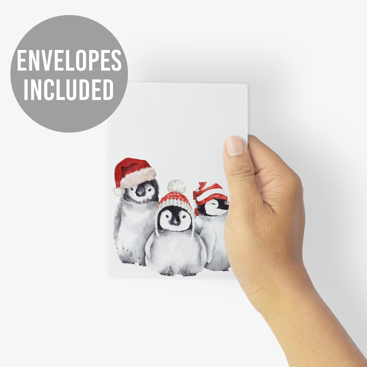 Cute Christmas Cards for Kids - 24-Pack Holiday Greeting Cards with Adorable Baby Penguins and Polar Animals in Santa Hats, Perfect for Teachers, Kids, and Family, Blank Inside for Personalized Messages - Whimsical and Festive Stationery Set
