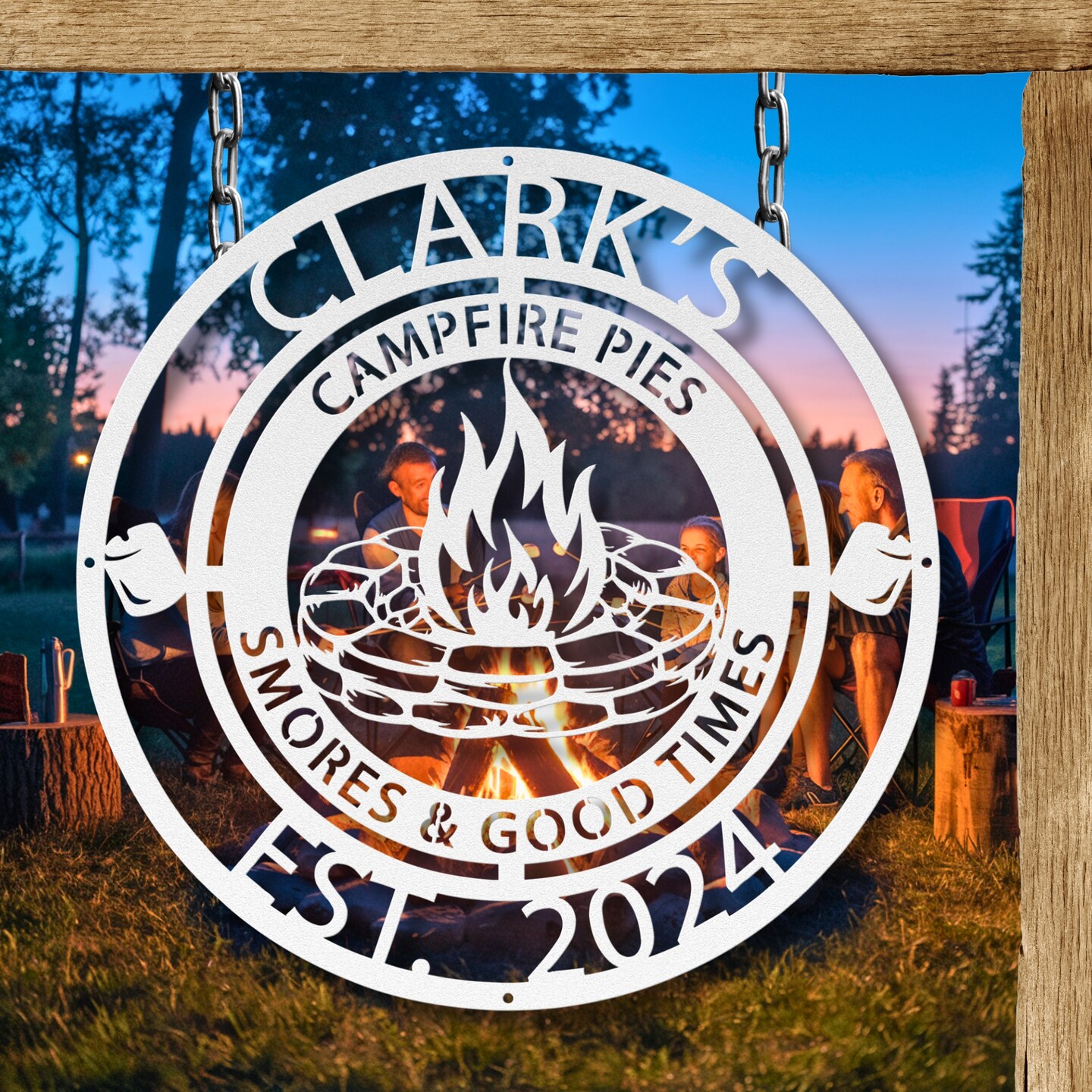 Campfire Grill Sign - Campsite Decor - Camping Site Signs - Custom 2024 Camping Sign