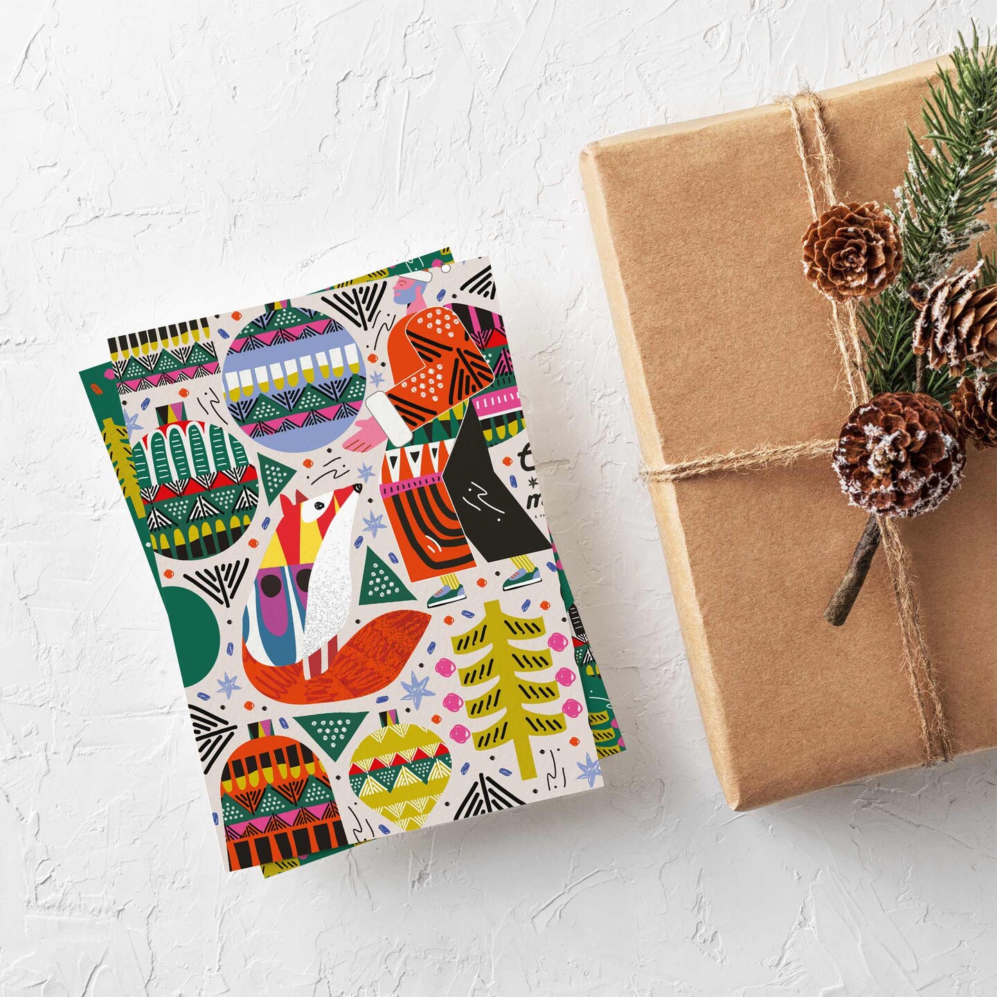 Folk Art Christmas Cards - 24-Pack Holiday Greeting Cards with 4 Vibrant and Colorful Designs, Perfect for Sharing Merry Christmas &#x26; Holiday Wishes, Blank Inside for Personalized Messages - Unique and Artistic Stationery Set