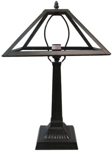 12" DIA. Metal Panel Lamp Frame & Base, Dark Bronze Finish with Gold Highlights, Nicely Weighted, 18.75" Tall
