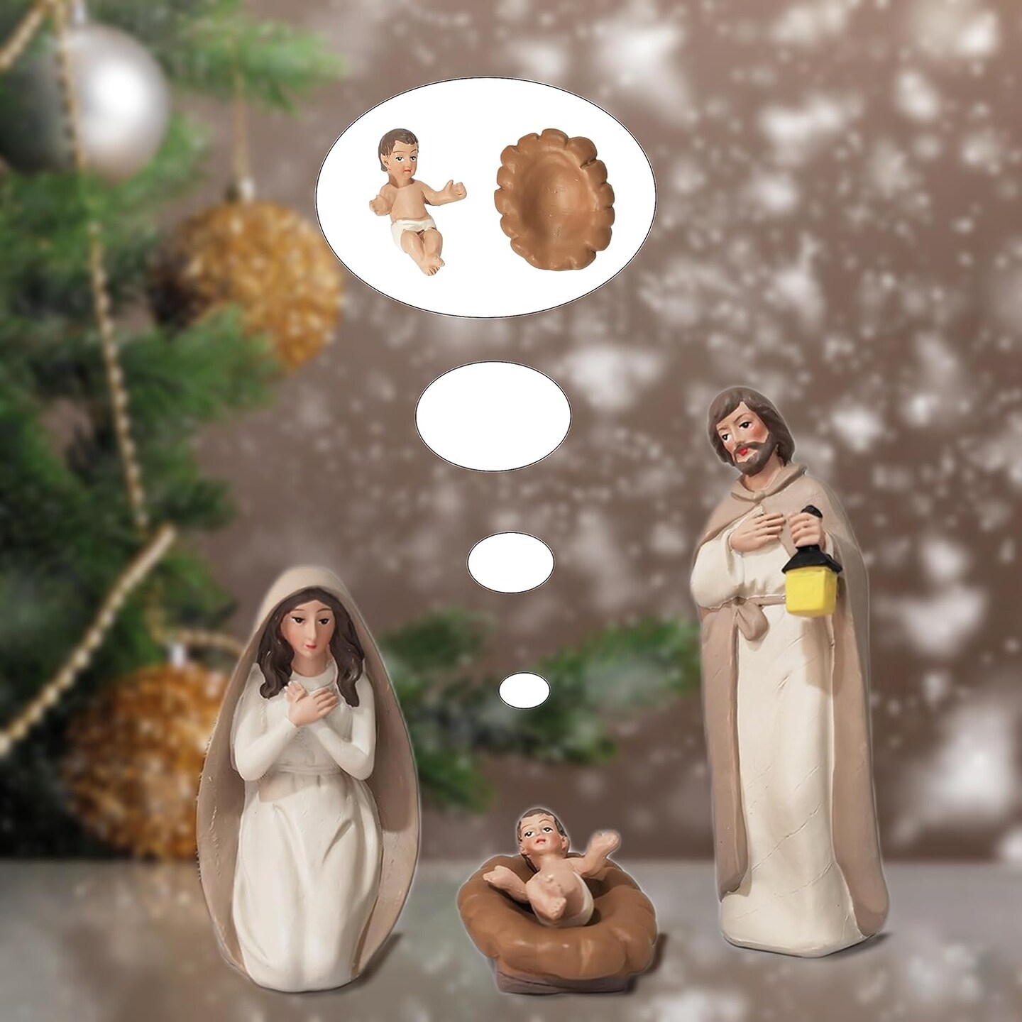 Nativity Sets for Christmas Indoor - 10 Pcs Nativity Scene Statues Including Baby Jesus, Mary and Joseph, Suitable for Religious Decor and Interior Home Decor