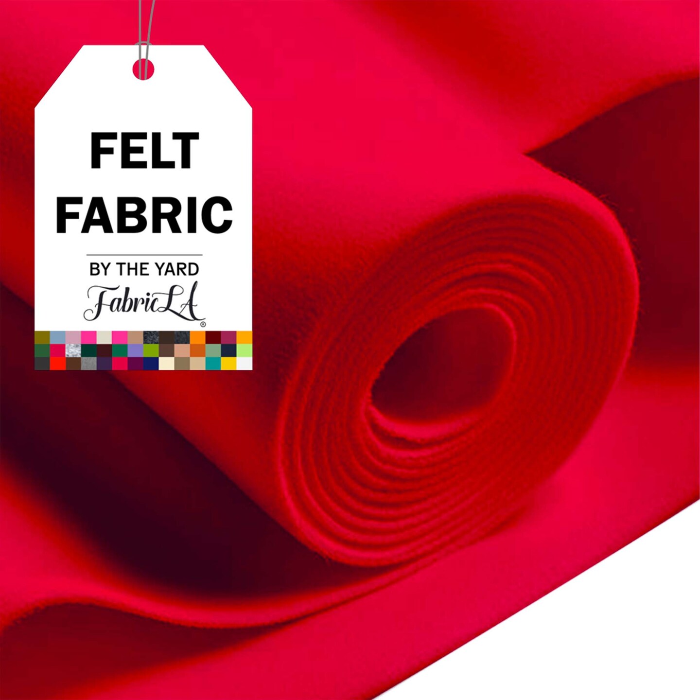 FabricLA Craft Felt Fabric - 72&#x22; Inch Wide &#x26; 1.6mm Thick Non-Stiff Felt Fabric by The Yard - Use This Soft Felt Roll for Crafts - Felt Material Pack - Red Felt, 6 Continuous Yards
