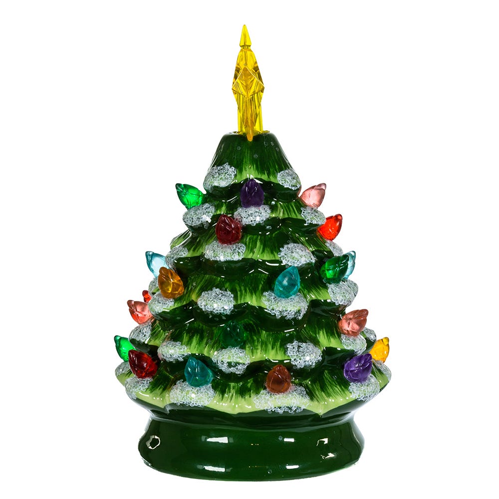 Kurt Adler Battery-Operated LED Ceramic Green Christmas Tree