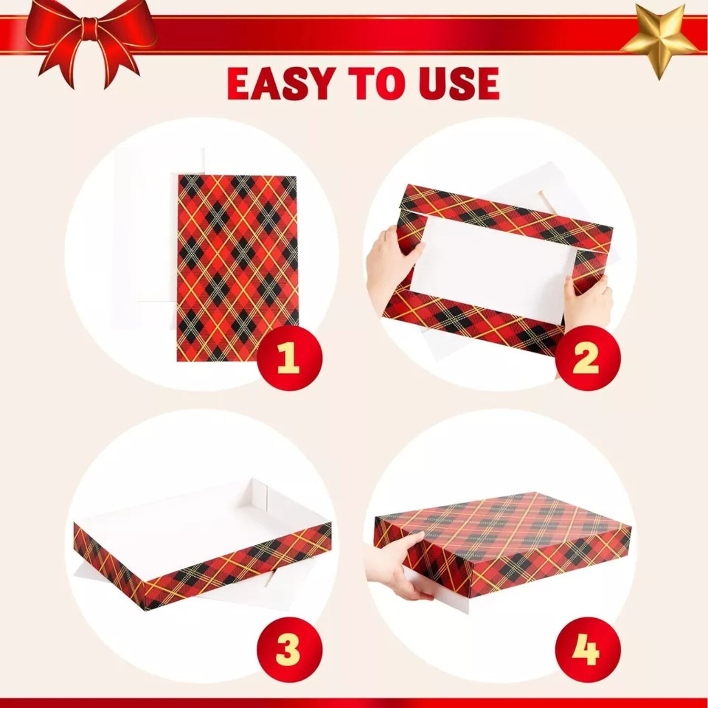 Kitcheniva 12 Pcs Christmas Red Black Plaid Shirt Gift Wrap Boxes