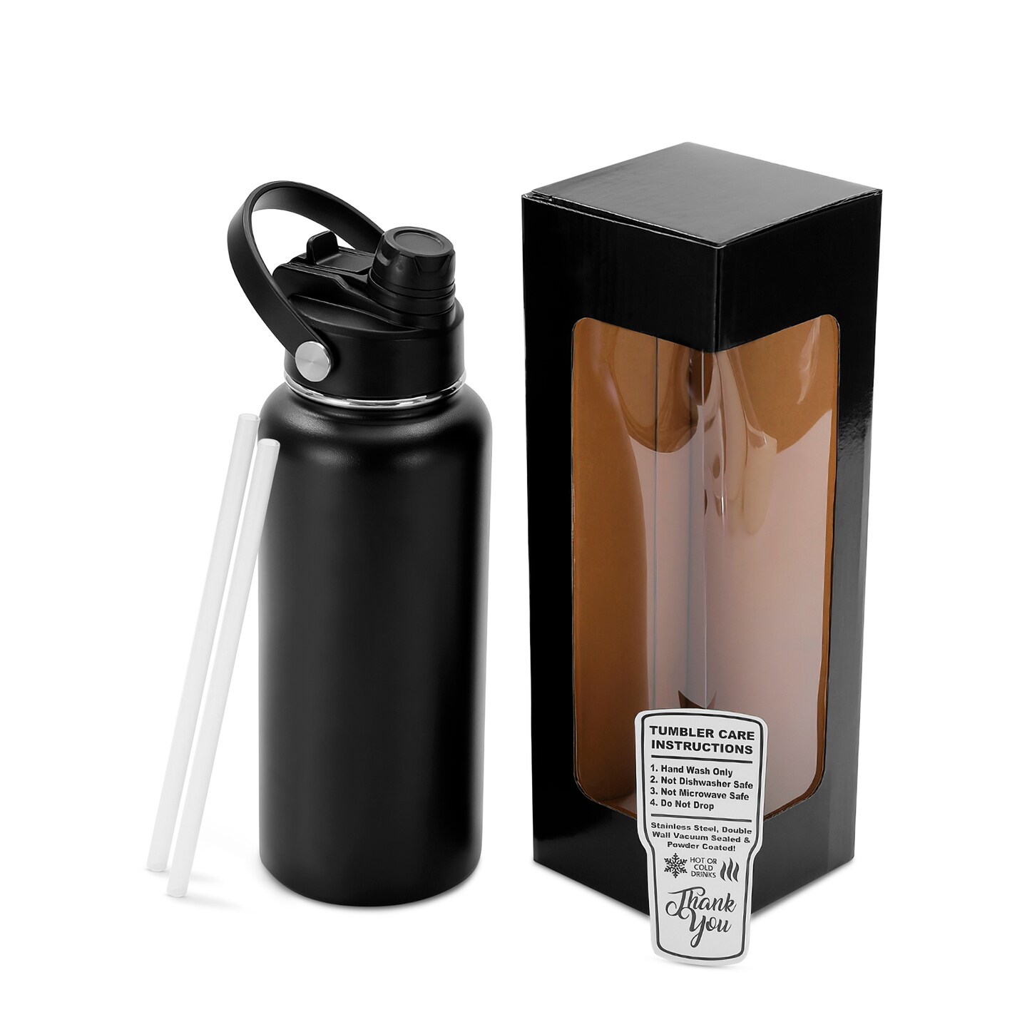 Makerflo 32 oz Hydro Powder Coated Water Bottle with 2-in-1 Lid | Craft-Ready for DIY Gifts & Personalization (Laser Engravable, UV DTF, Epoxy, Vinyl) - Not for sublimation and DTF