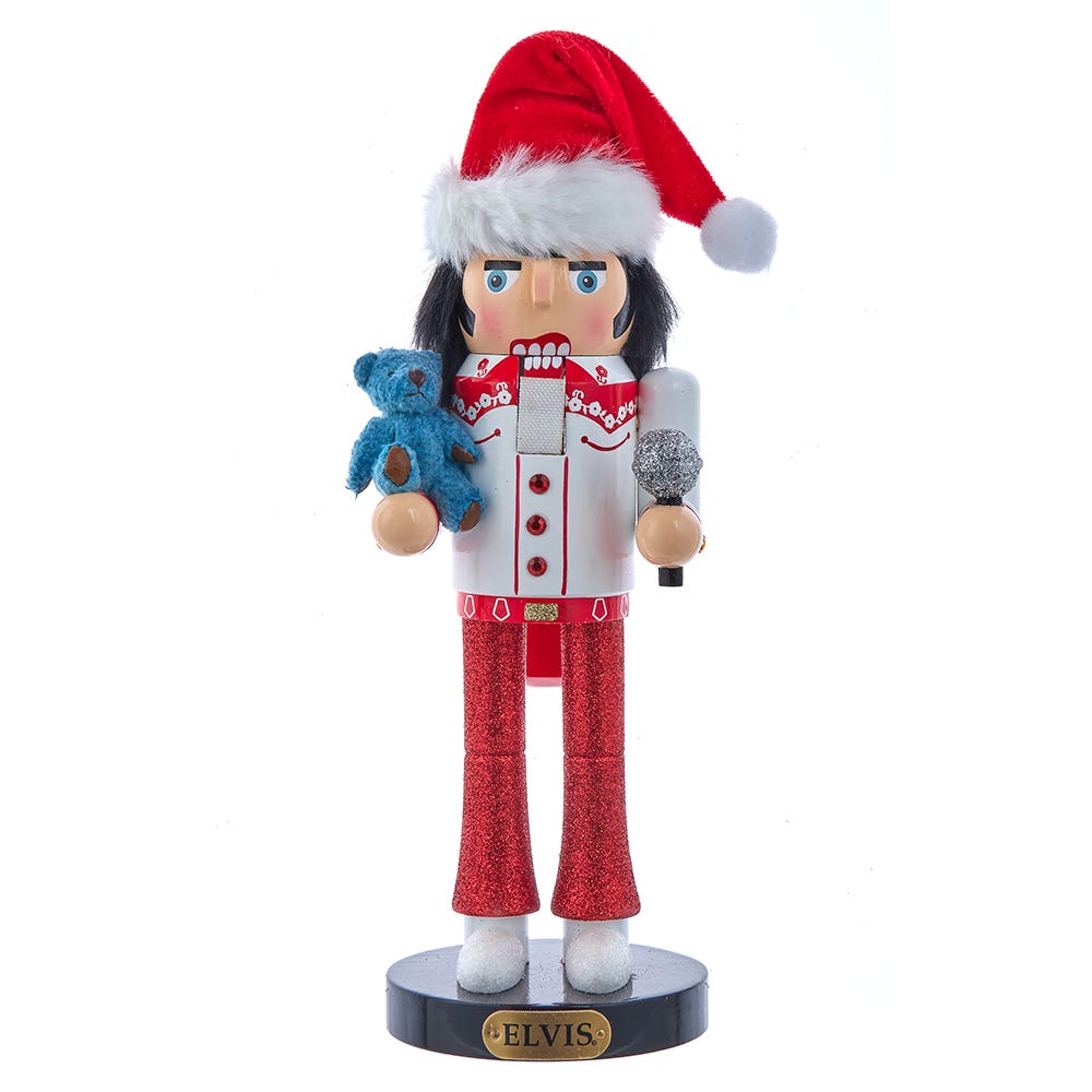 Kurt Adler 10-Inch Elvis Presley&#xAE; With Teddy Bear Nutcracker