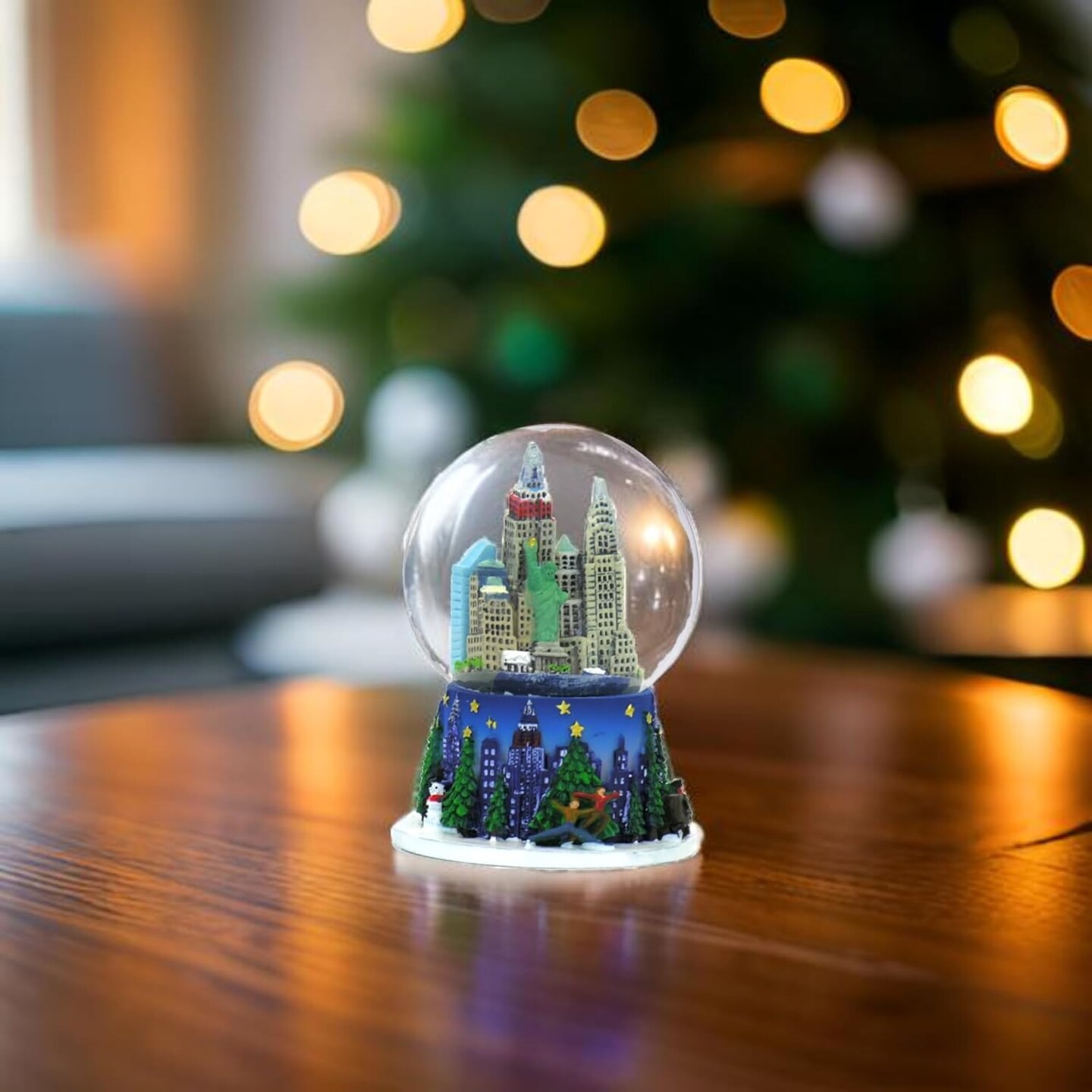 New York City Christmas Snow Globe [3.5 in] Rockefeller Center Skyline NYC