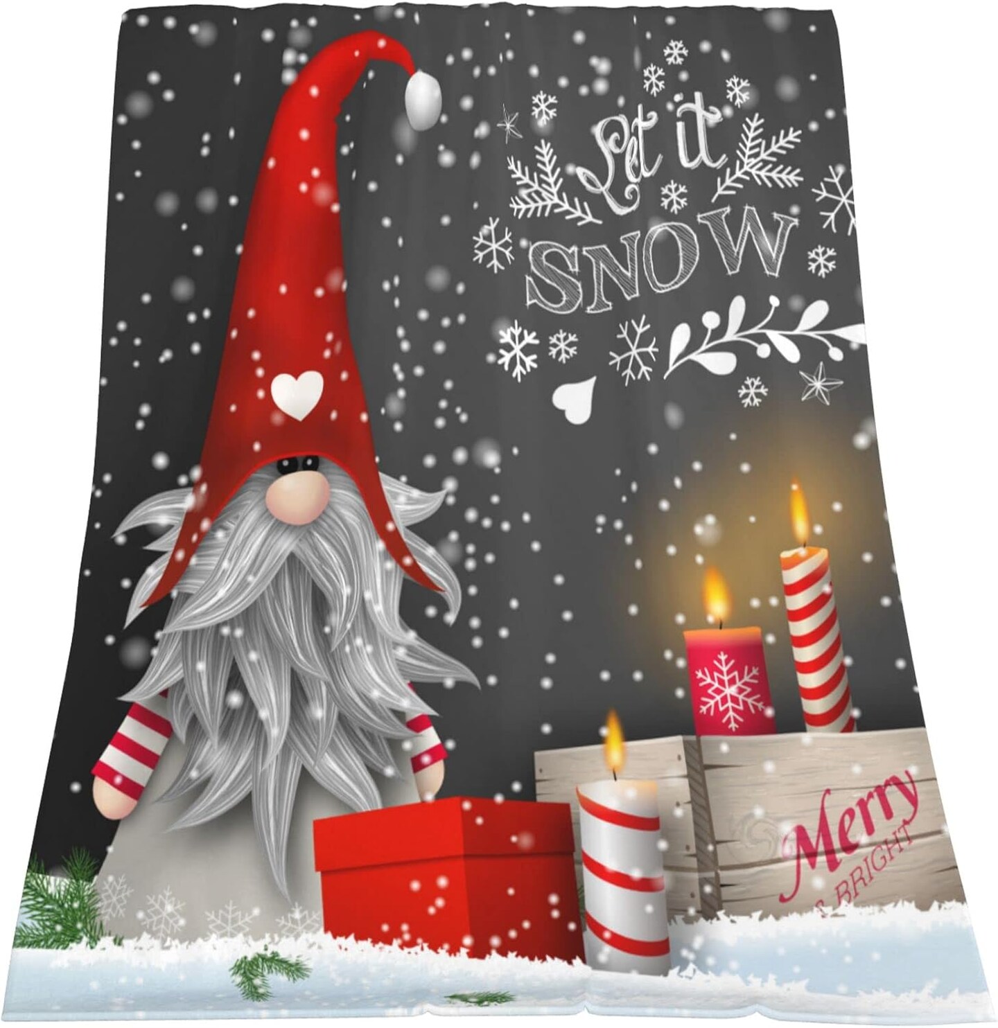 Gnome Blanket, Merry Christmas Gnome Xmas Gifts Winter Snowflakess Throw Blanket, Living Room/Bedroom/Sofa Couch Warm Soft Bed Blanket for Adults All Season 40x50in