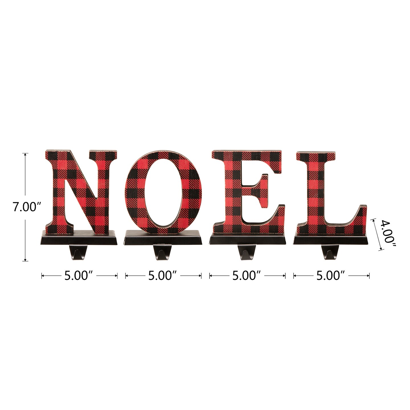 5.91&#x201C;H Wooden/Metal &#x22;NOEL&#x22; Stocking Holder Set