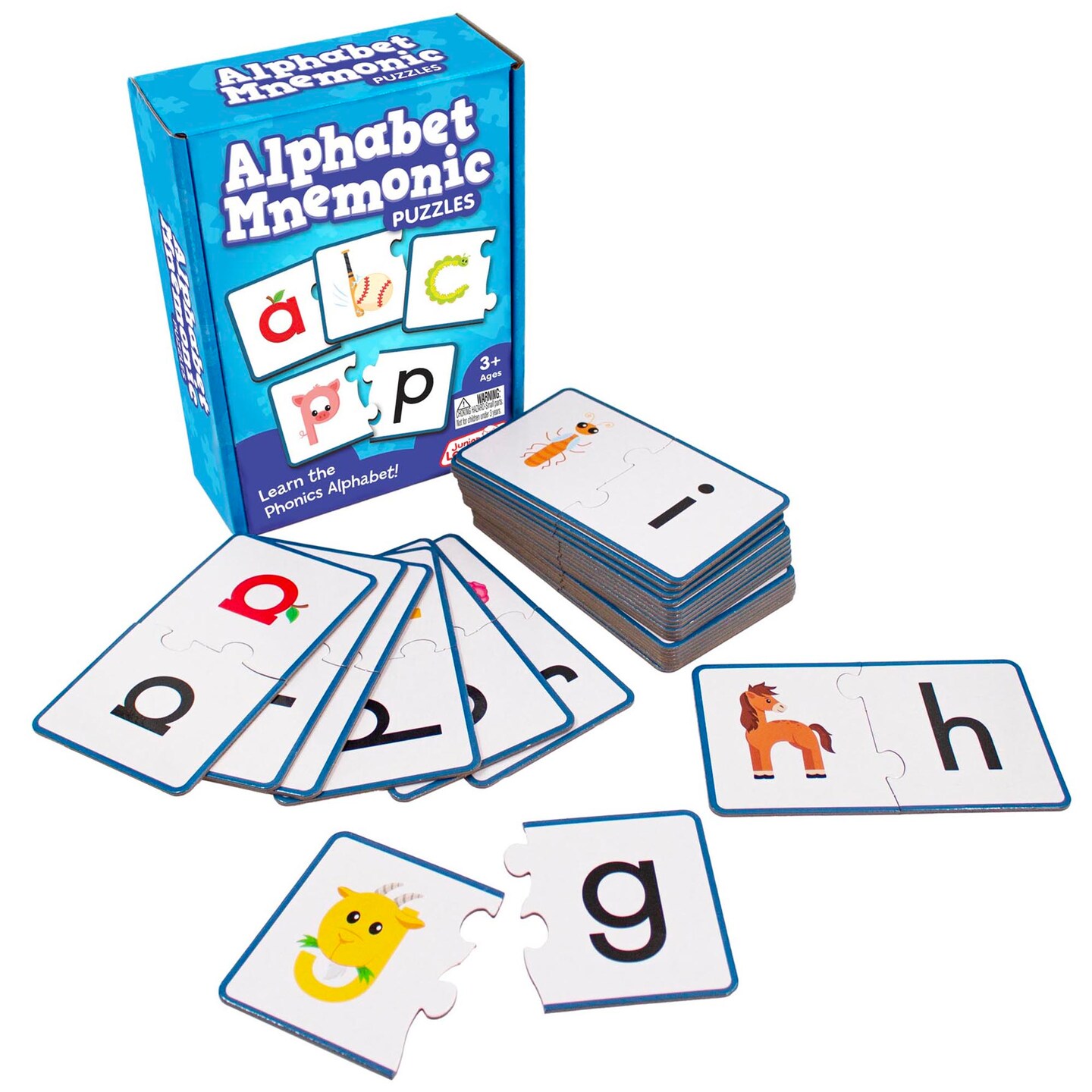 Junior Learning: Alphabet Mnemonics Puzzles - Self-Correcting, 26 Vibrant Letters &#x26; Images for Easy Letter Formation, Children&#x27;s Reading Development