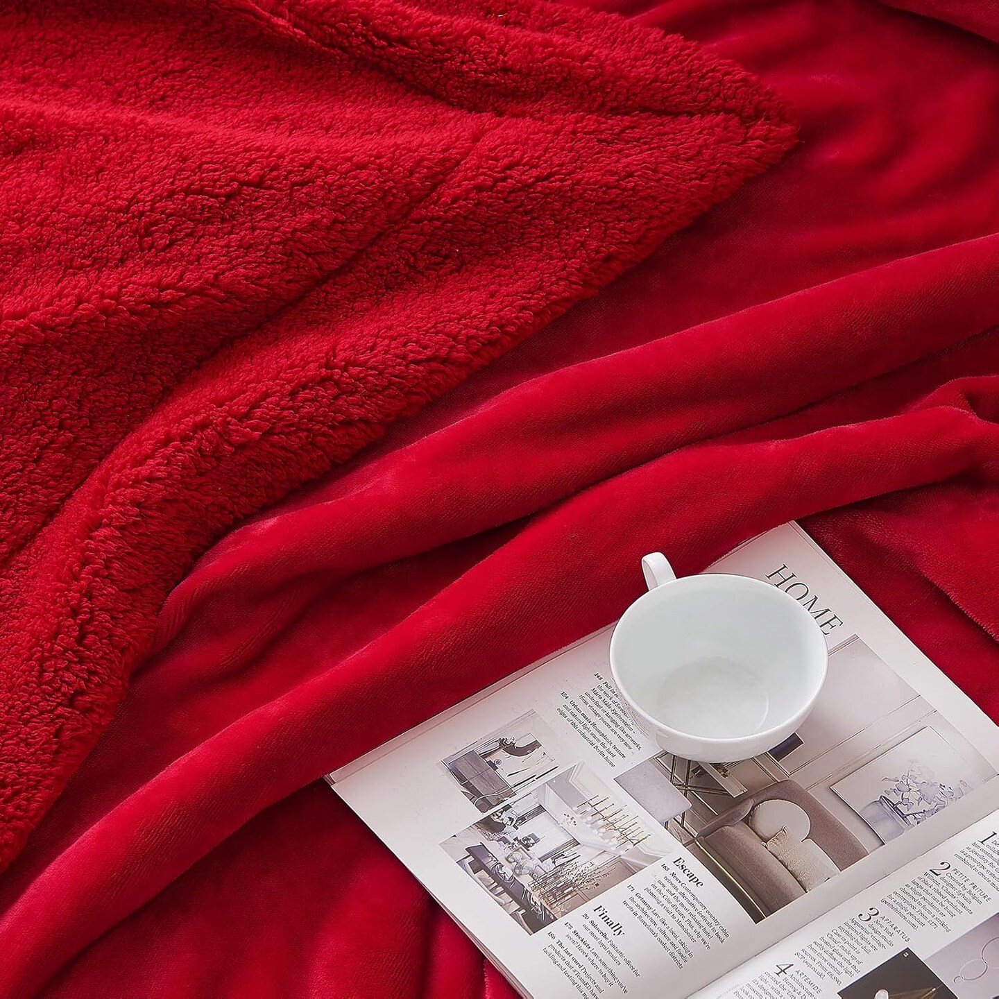 Sherpa Fleece Throw Blanket, Double-Sided Super Soft Luxurious Plush Blanket Throw Size, Classic Red, 50x60 inches