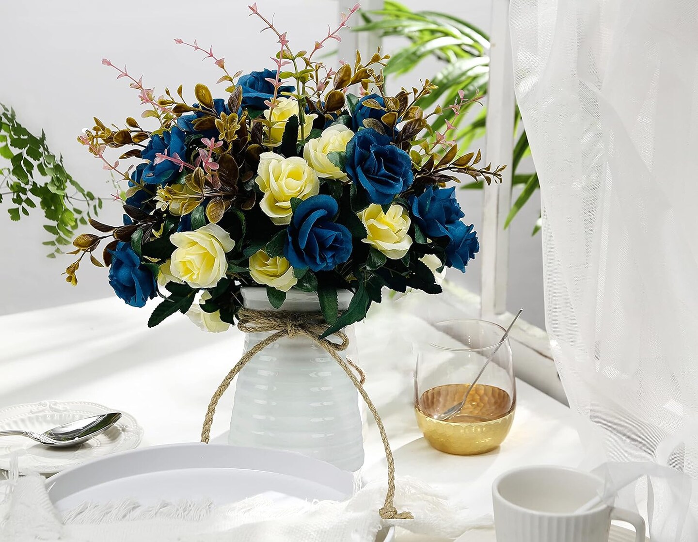 Arrangements for Table Decor Table Centerpieces for Dining Room-Navy Blue