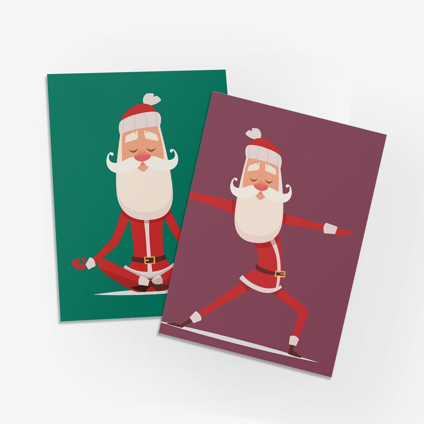 Yoga Santa Christmas Cards - 24-Pack Holiday Greeting Cards with 6 Fun Santa Yoga Poses, Perfect for Sharing Merry Christmas &#x26; Holiday Wishes, Blank Inside for Personalized Messages - Playful and Unique Festive Stationery Set