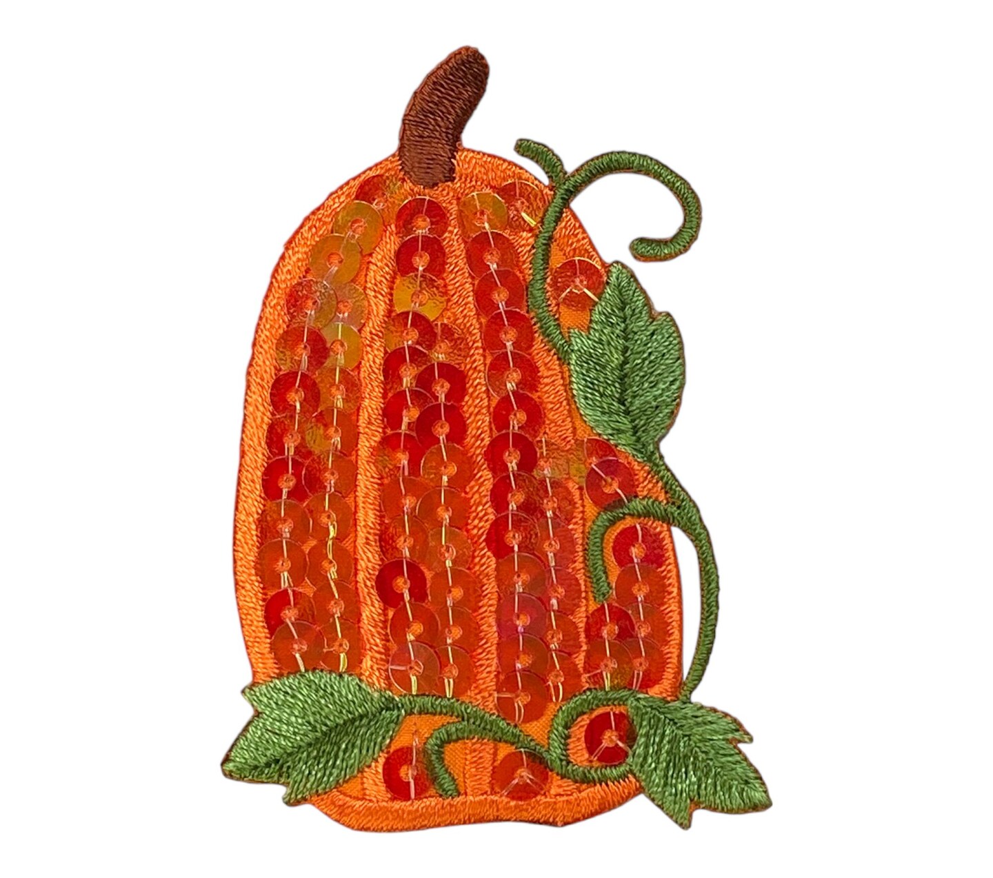 Sequin Pumpkin, Embroidered, Iron on Patch