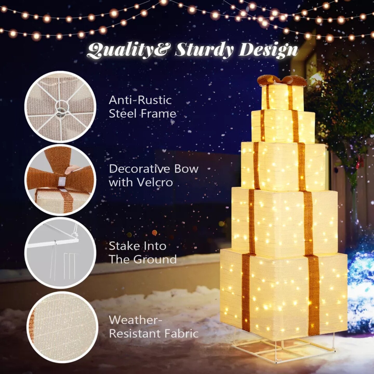 Kitcheniva 5 Tiers Christmas Lighted Gift Boxes 200 LED Decor