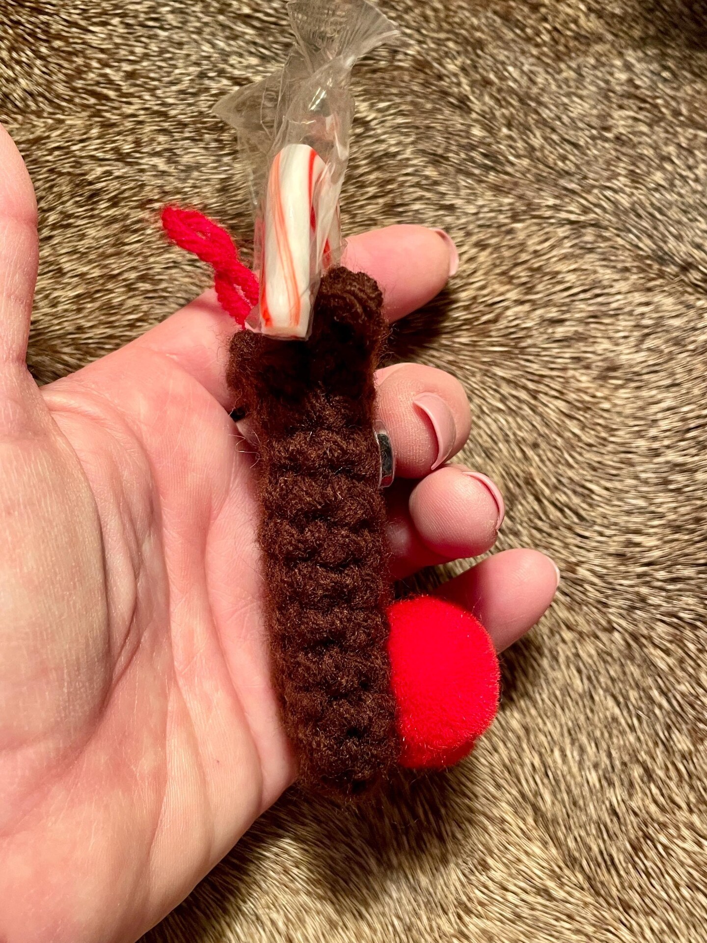 Reindeer Candy Cane Holder, Christmas Ornament, Stocking Stuffer, Gift Topper, Children's gift, Crochet candy cane holder, gift for students product 5
