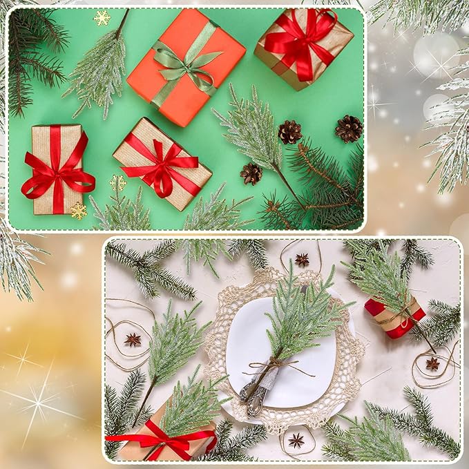 Artificial Christmas Tree Picks Snowy Norfolk Artificial Pine Branches for Vase Christmas Wreath DIY Floral Arrangement Holiday Decor