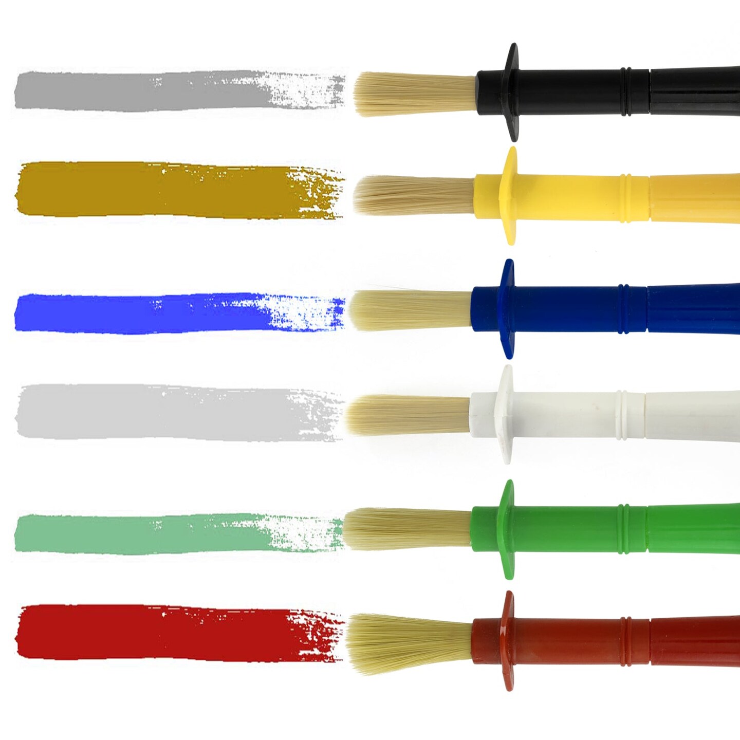 6 Piece Jumbo Children&#x27;s Tempera Artist Paint Brushes with Easy to Hold Stubby Handles