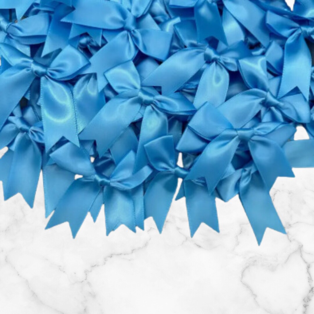 12 Ct  Swallowtail Blue Bow Satin Ribbon