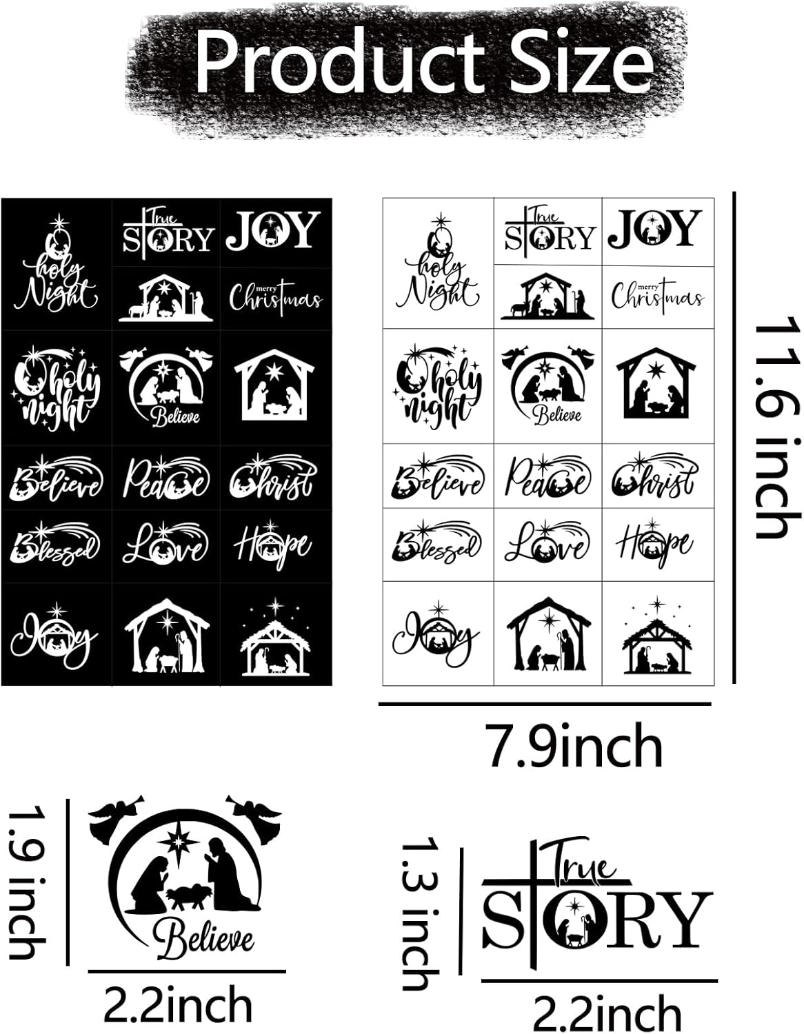 34 Pieces Christmas Nativity Stickers for Crafts Vinyl Christmas Stickers Waterproof Decals for Christmas Ornament Ball Wood Cup Glass Water Bottle Decoration (34 Pcs Nativity)