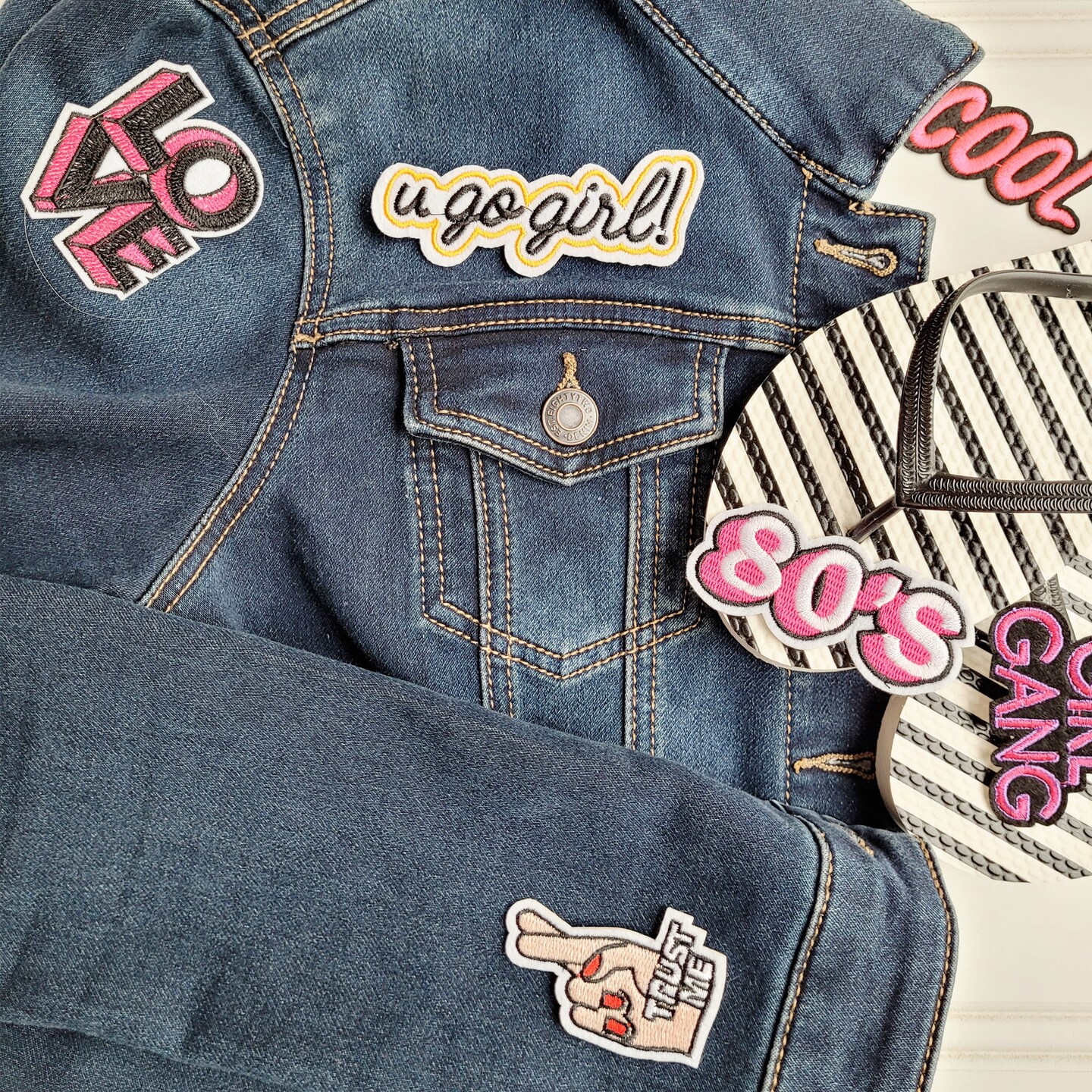 7PC Baby Girl Love Embroidered Applique/Patch Collection
