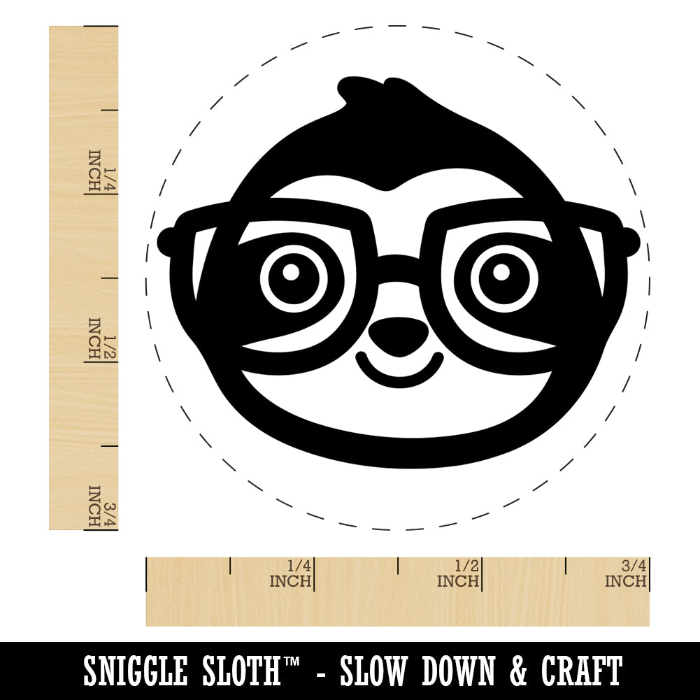 Sloth Smart with Glasses Self-Inking Rubber Stamp for Stamping Crafting Planners