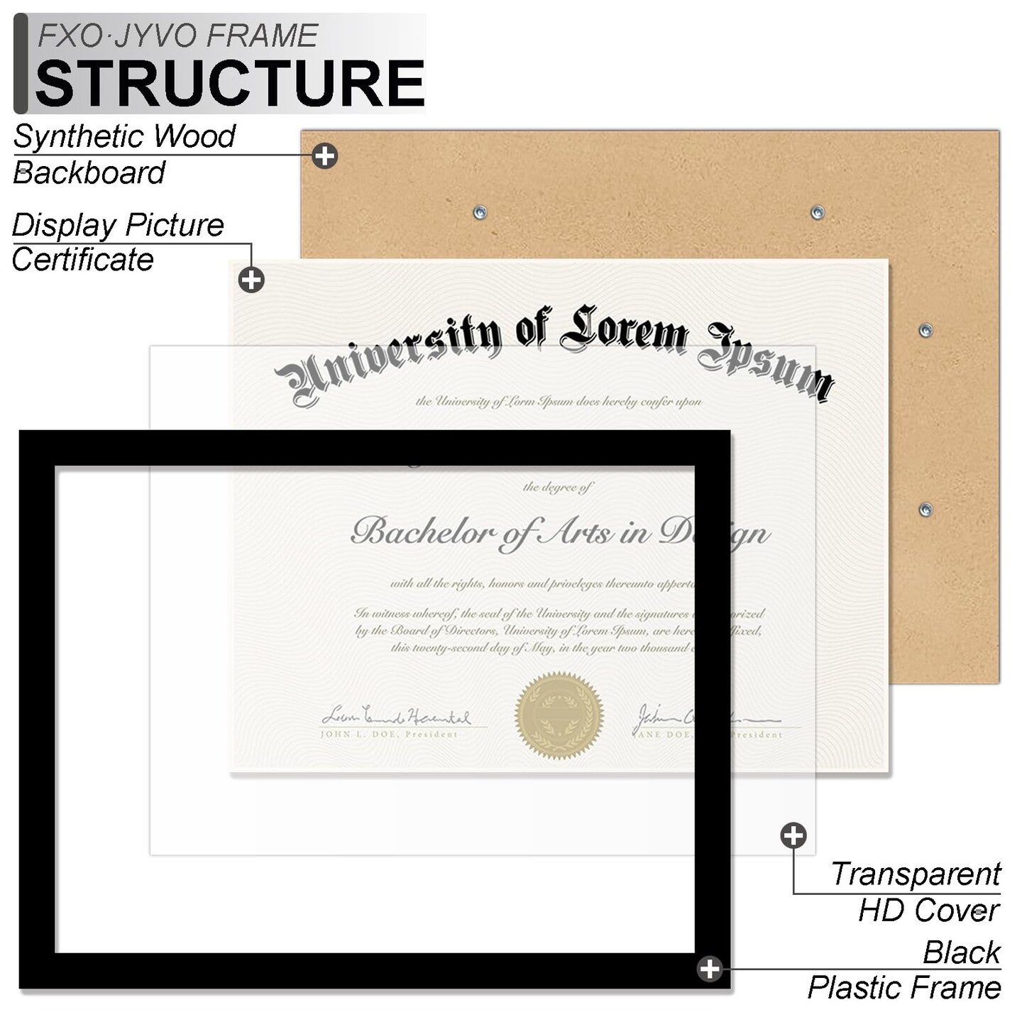 Black 8.5 x 11 Frame Display 8.5 by 11 Document Certificate Diploma Wall and Tabletop - 1 Pack