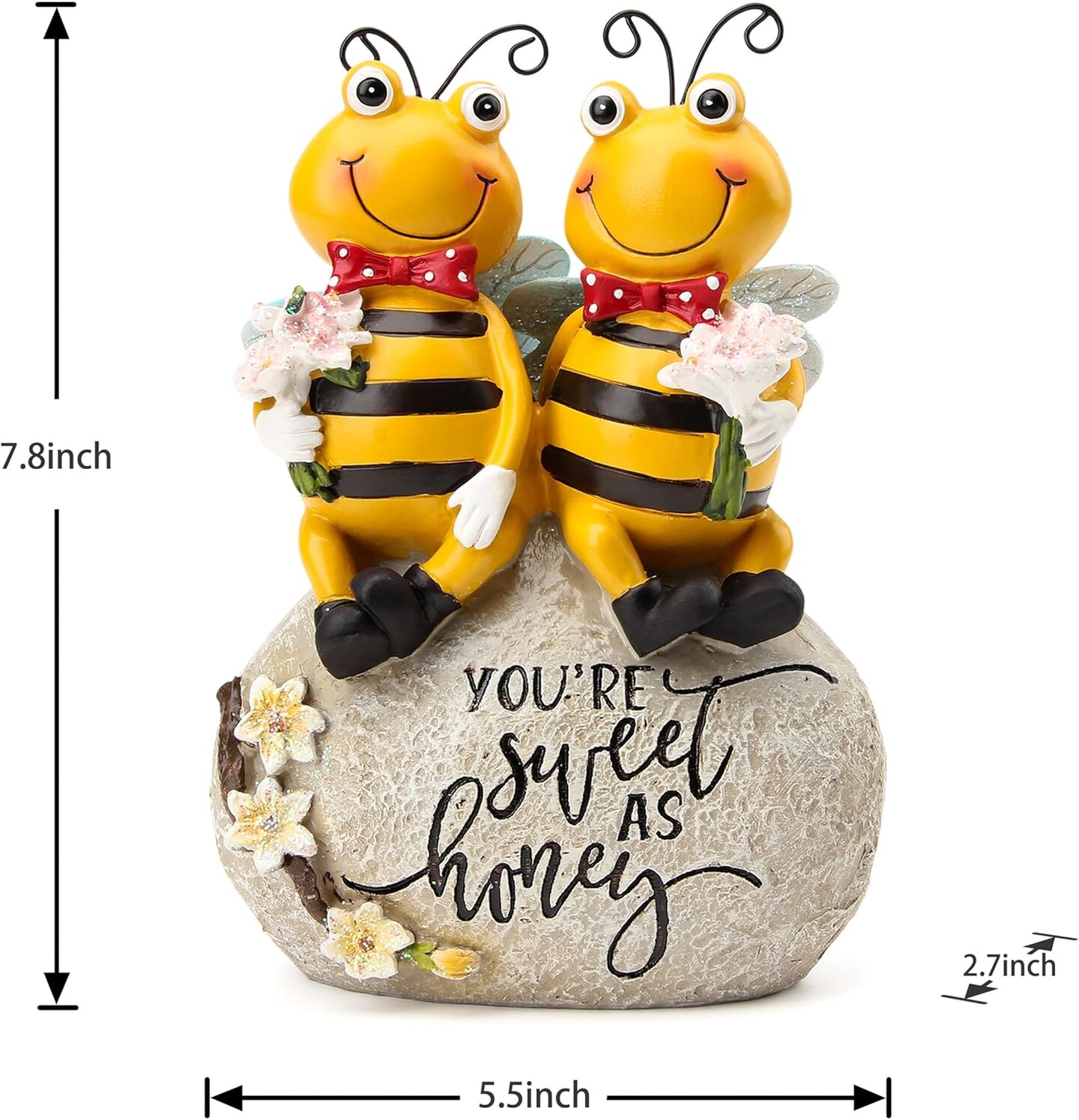 bee Statue for Garden Decorations,Honey bee Figurine for Outdoor Patio Lawn Porch Yard Backyard Outside Indoor Shelf Table Home Decor,Garden Sculptures &#x26; Statues,Spring Summer bee