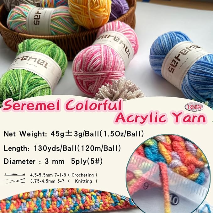 3 Pcs Pack with 5-Ply Acrylic Yarn, 3 Balls of 4.8Oz/135g Soft 3mm Medium Thick Colorful Yarn for Crocheting Knitting, 260 Yds/240m Crochet Blanket&#x3001;Braids/DIY (Purple White)
