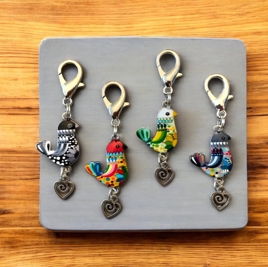 BoHo LOVE DOVE Enameled Double, Large Lobster Clasp Clip-on Charm