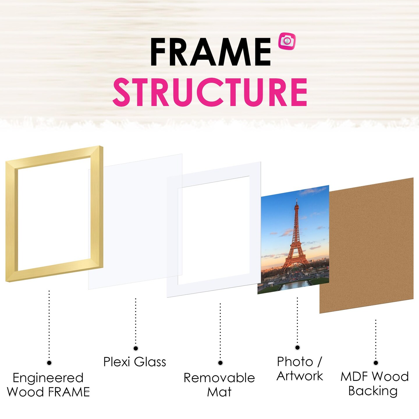 8x10 Picture Frame Bulk-6 Pack, Gold Picture Frames Collage Wall Decor, Wall &#x26; Tabletop Picture Frames, Photo Frame with HD Plexiglass, Display Pictures 5x7 with Mat or 8x10 Without Mat