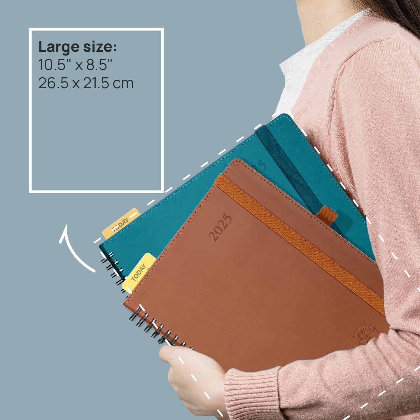 Monthly Planner 2025-2026 Large Size (8.5&#x27;&#x27; x 10.5&#x27;&#x27;) 18 Months Calendar (Jan 2025 - Jun 2026) - 4 Pages per Month with Monthly Expense &#x26; Notes, Vegan Leather Cover - Green