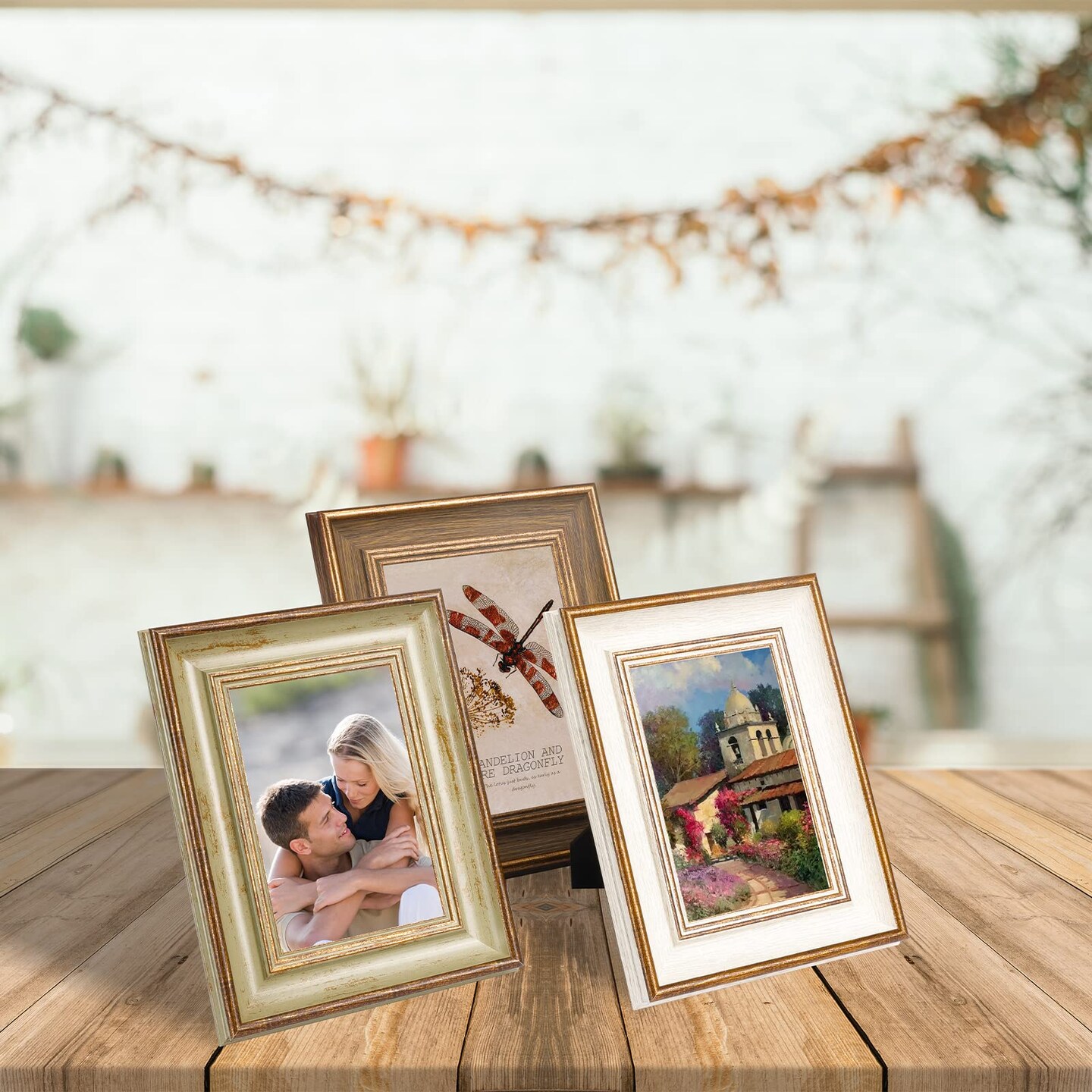 XUANLUO 3 Pack 4x6 Inch Farmhouse Rustic Picture Frame Sets Distressed Farmhouse Plastic Frame with Plexiglass for Wall Mount or Tabletop Display