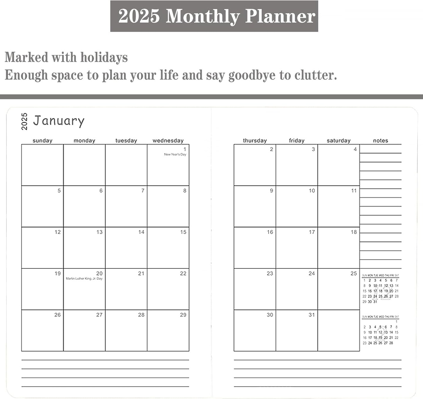 2025 Daily Planner/Calendar, One Page Per Day, Daily Monthly Agenda Planner with Time Slots and Monthly Tabs, Jan - Dec 2025, 5.7&#x22; x 8.25&#x22; Appointment Book, Leather Cover (2025-Lake Green)