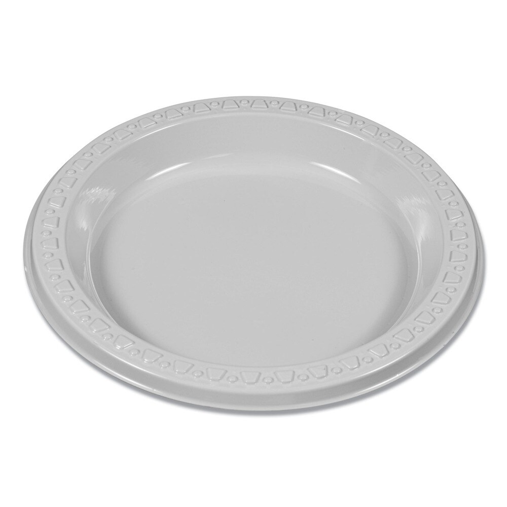 Tablemate 6 in. Diameter Plastic Dinnerware Plates - White (125/Pack)