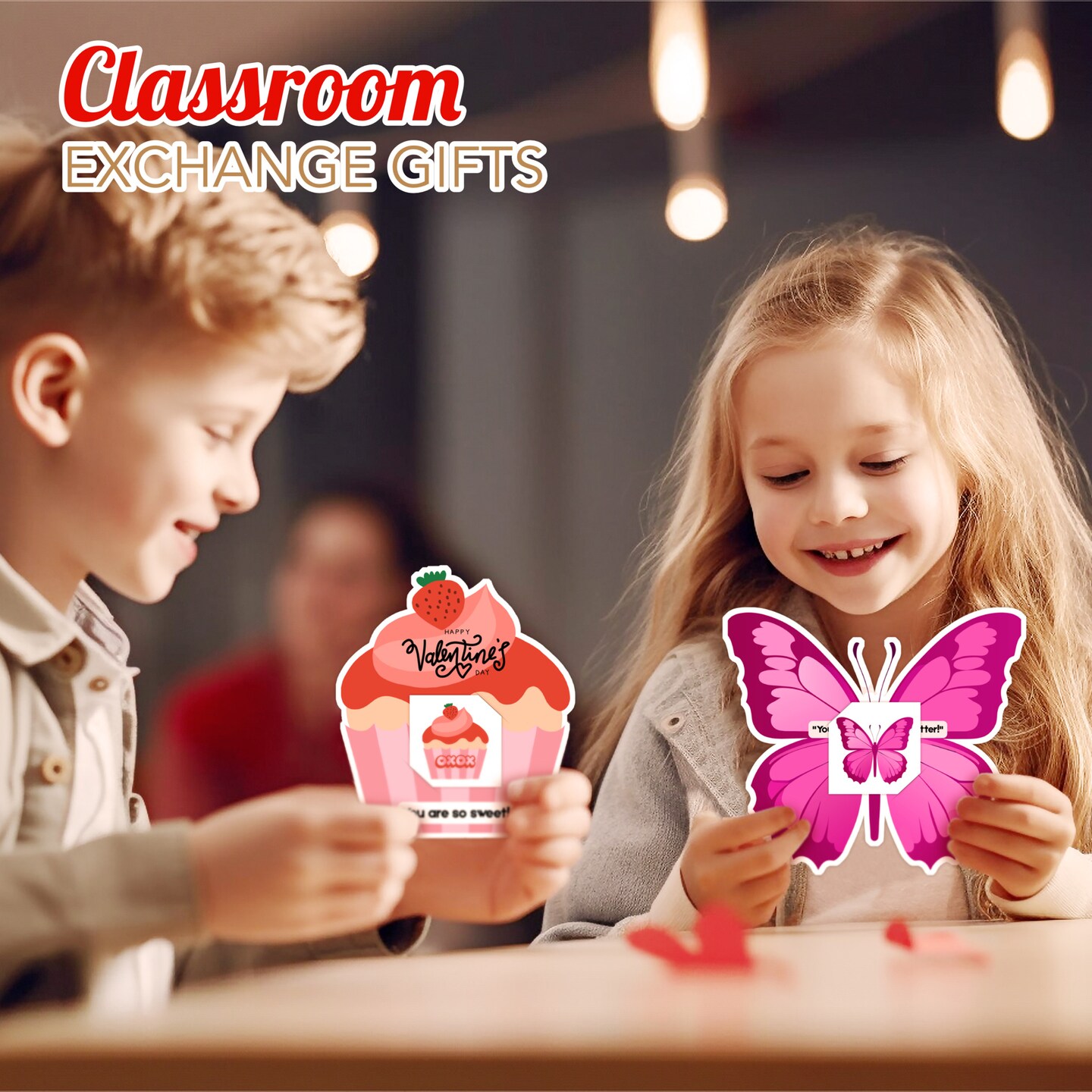 4E's Novelty 48 Pack Valentines Day Cards for Kids School with Temporary Tattoos - 8 Fun Animal Designs, Valentine Cards for Kids Classroom Exchange, Temporary Tattoo Valentines Party Favors