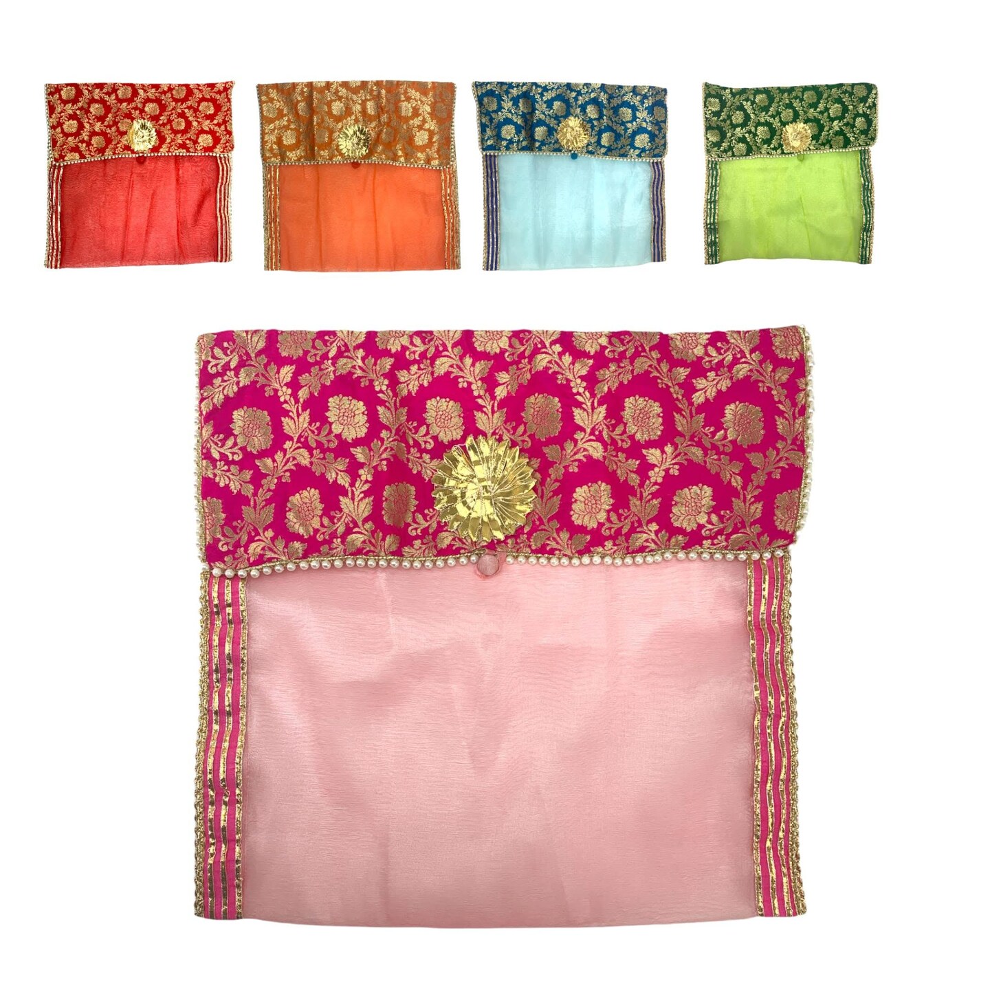2 Pieces Saree Covers with Button Closure Saree Bags Clothes Covers Organizer for Wardrobe and Gifting Storage Wedding Favor Packing Bags Cloth Organizer Case