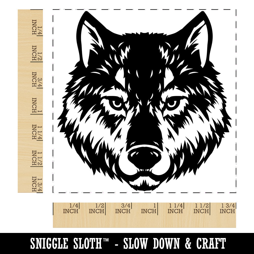 Realistic Wolf Head Square Rubber Stamp for Stamping Crafting