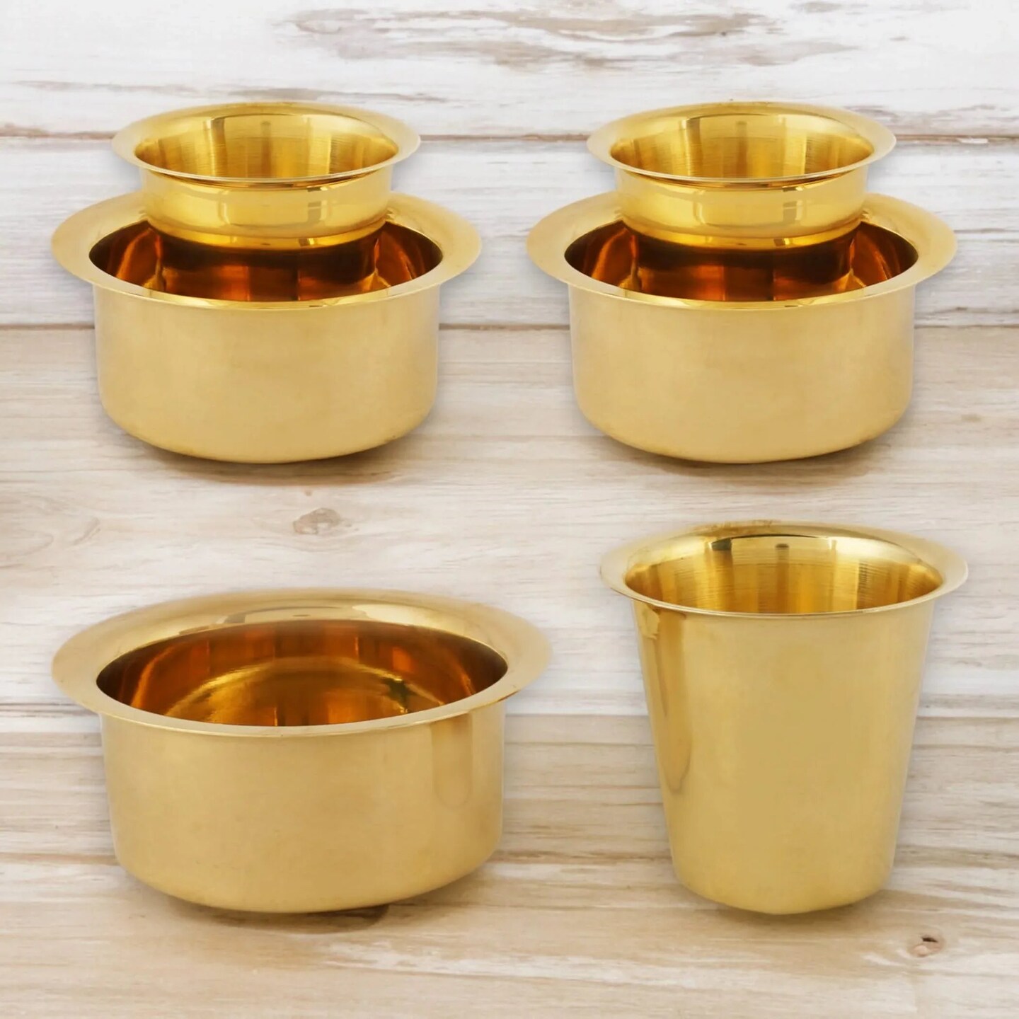 South Indian Brass Coffee Cup and Dabara Matte Plain for South Indian Filter Tea Handmade Tumbler Cup Traditional Kumbakonam Coffee Dabra Set Serving Drinkware (capacity Upto 120 Ml)