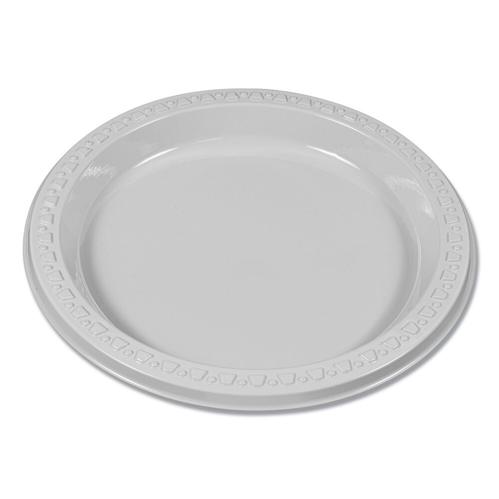 Tablemate 7 in. Diameter Plastic Dinnerware Plates - White (125/Pack)