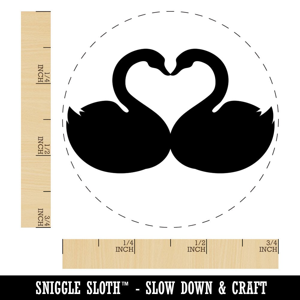 Kissing Swans Forming a Heart Rubber Stamp for Stamping Crafting Planners