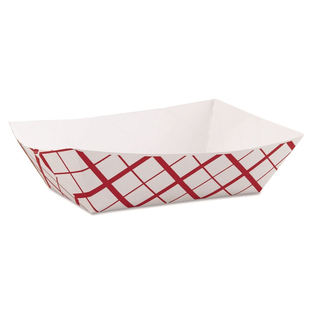 SCT 7.2 in. x 4.95 in. x 1.94 in. 3 lbs. Capacity Paper Food Baskets - Red/White (500/Carton)