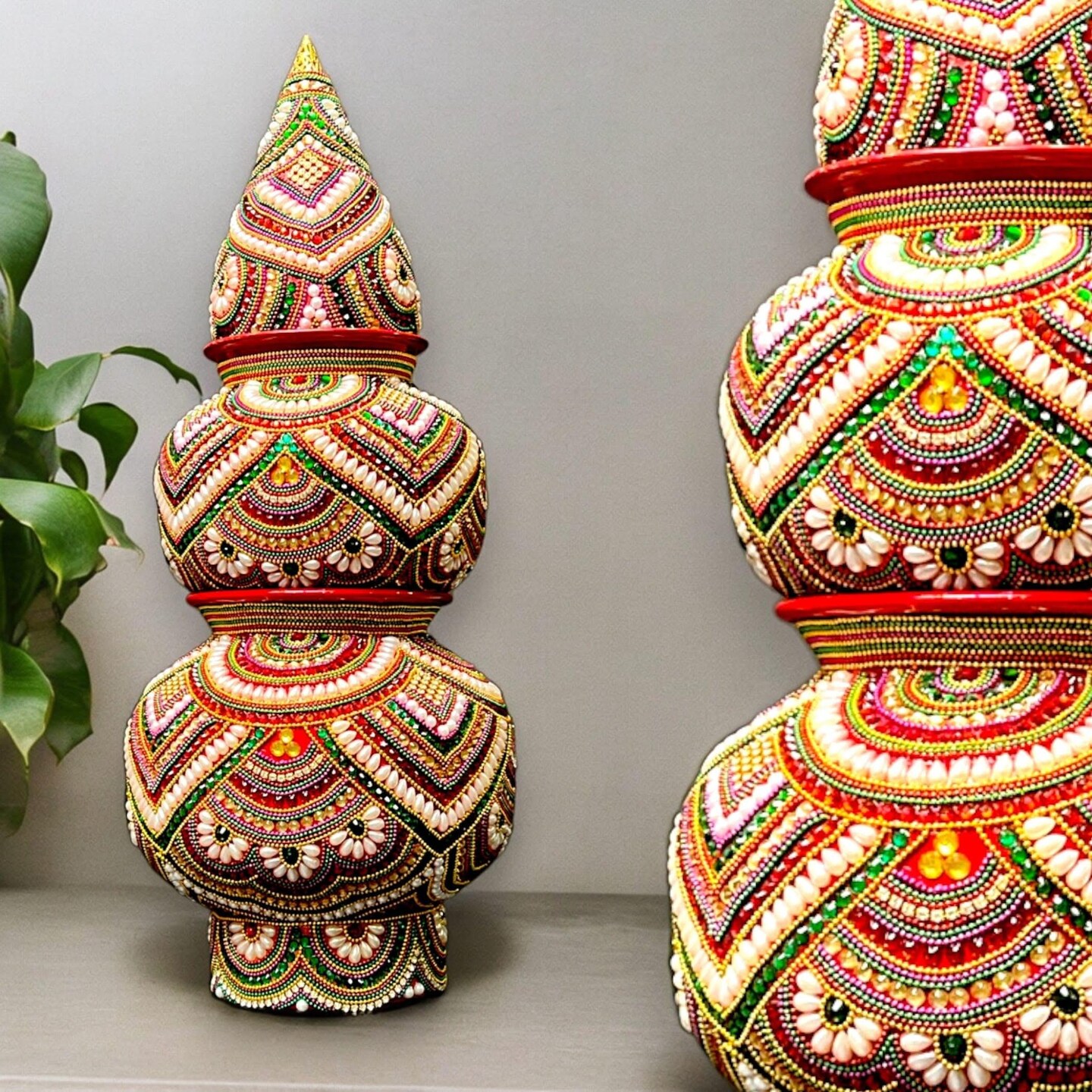 Decorative Kalash for Pooja Handmade Mild Steel Puja Kalash Wedding Decor Grah Pravesh Temple Home Mandir Decor - Festival Housewarming Gift Lota for Navratri Karvachauth Diwali