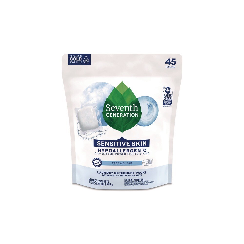 Seventh Generation Powder Natural Laundry Detergent Packs - Unscented (45/Pack)