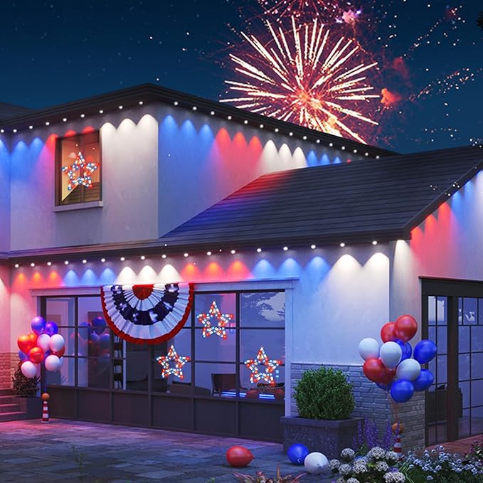 14" Lighted Red, White and Blue Patriotic Star Window Silhouette Decoration for Indoor & Outdoor Celebrations