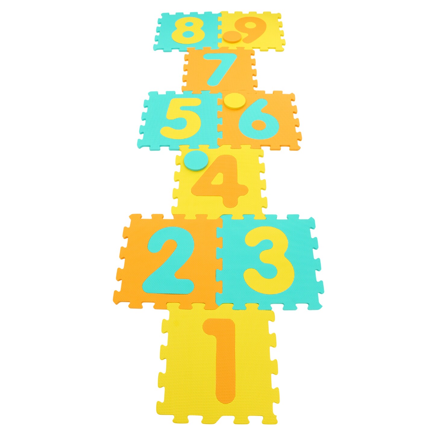 Kids Foam Hopscotch Mat with 9 Interlocking Tiles & 3 Marker Discs, Ages 10+ Months